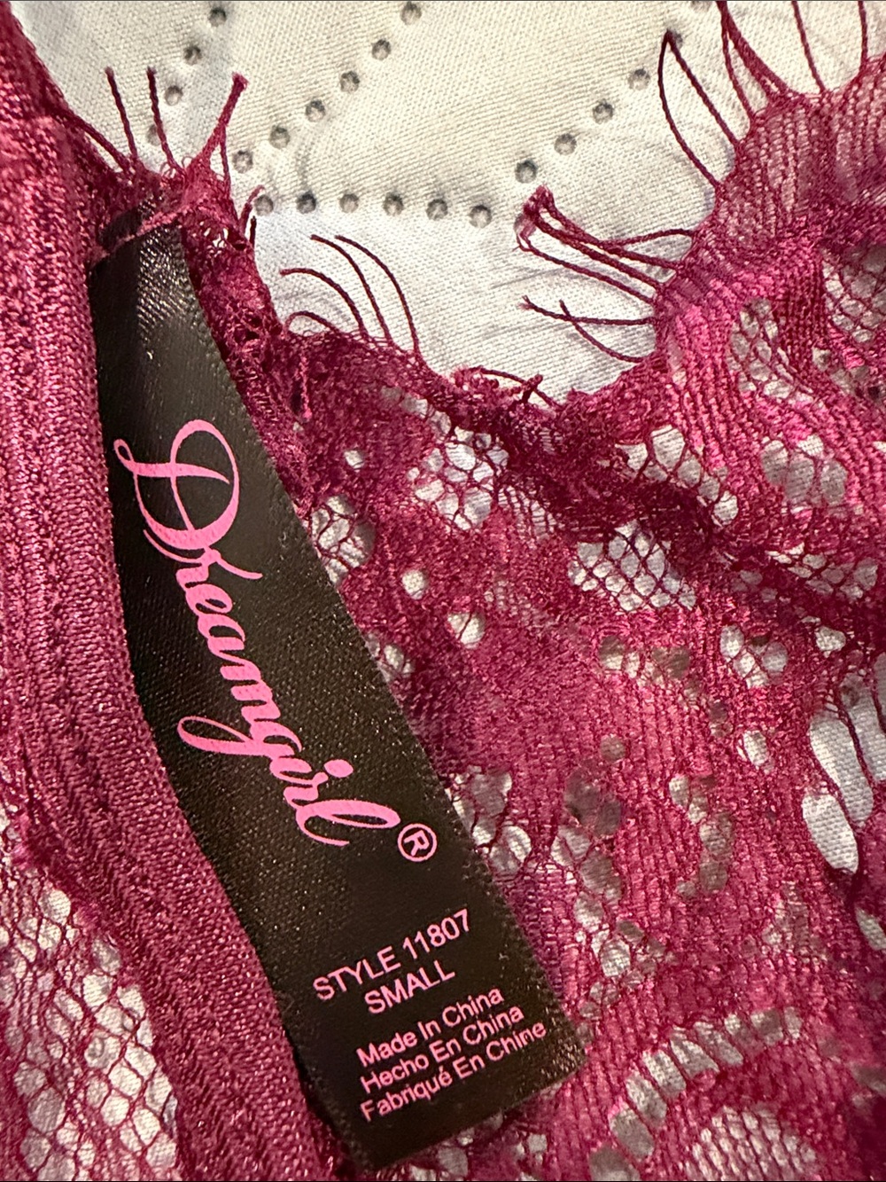 DREAMGIRL PLUM LACE BABYDOLL/ PLUM / SMALL WITH MATCHING THONG - Picture 7 of 7
